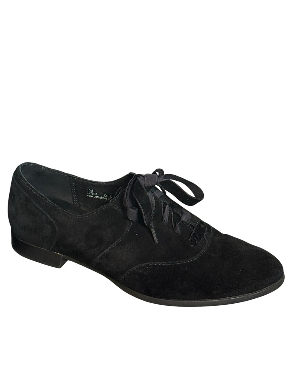 BORN Eden Black Suede Ribbon Lace Oxford Shoes Size 10M - Picture 3 of 8